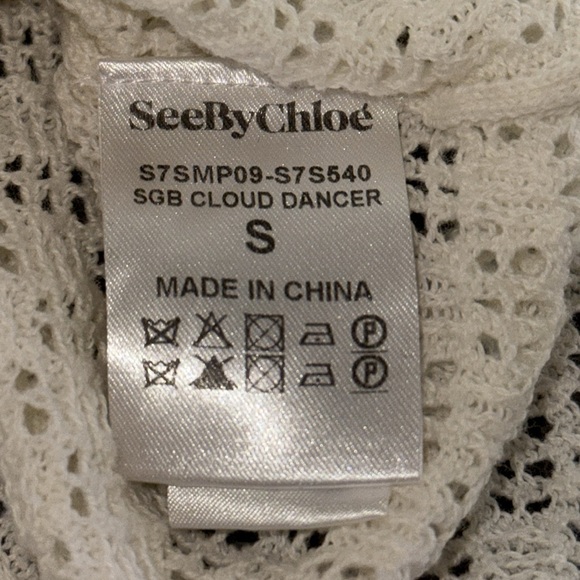 See By Chloe Ivory Crocheted Cloud Dancer Tied Long Sleeve Top - Picture 5 of 5